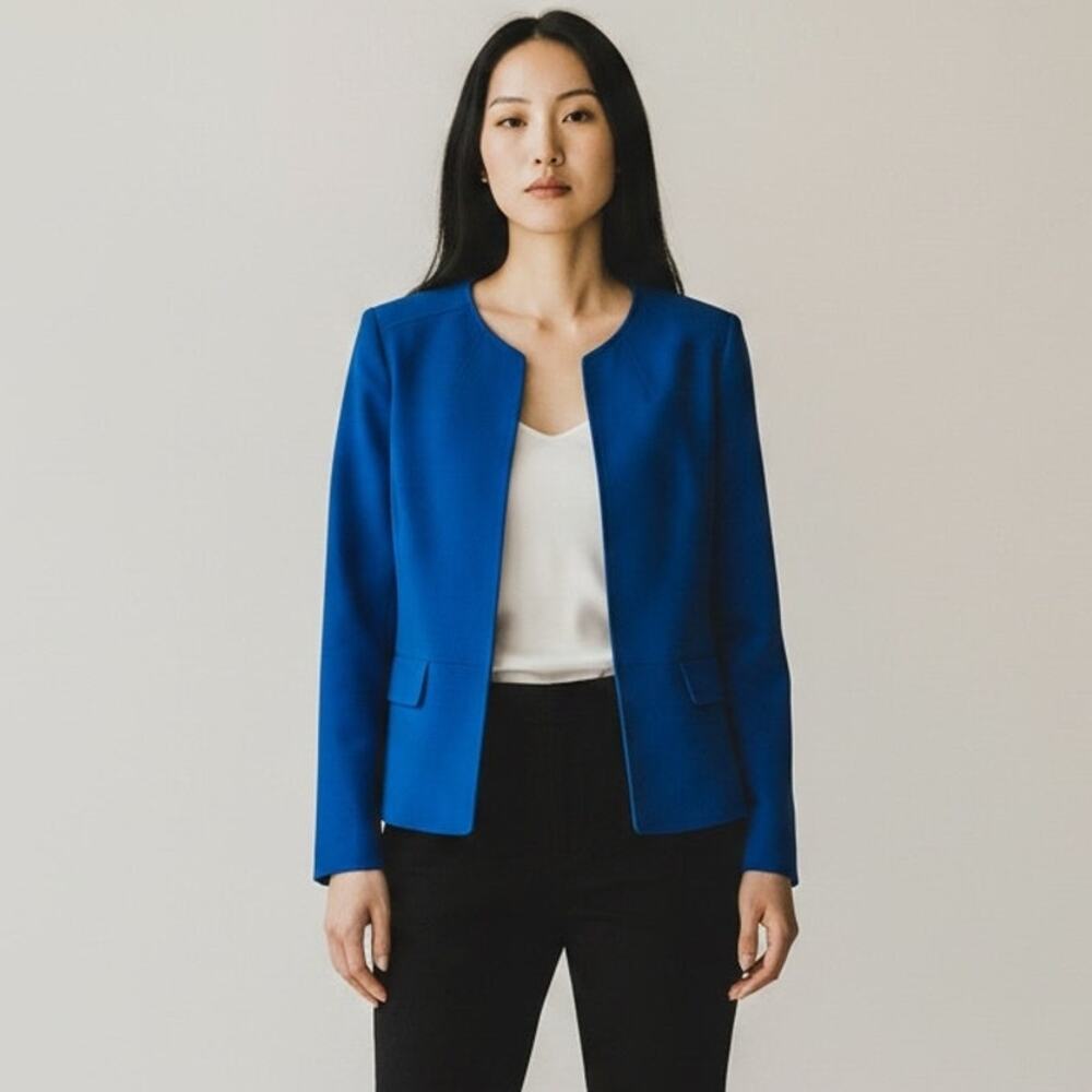 Evan Picone Black Label Blazer Jacket NWT Women's Sz 4 True Cobalt Blue Office